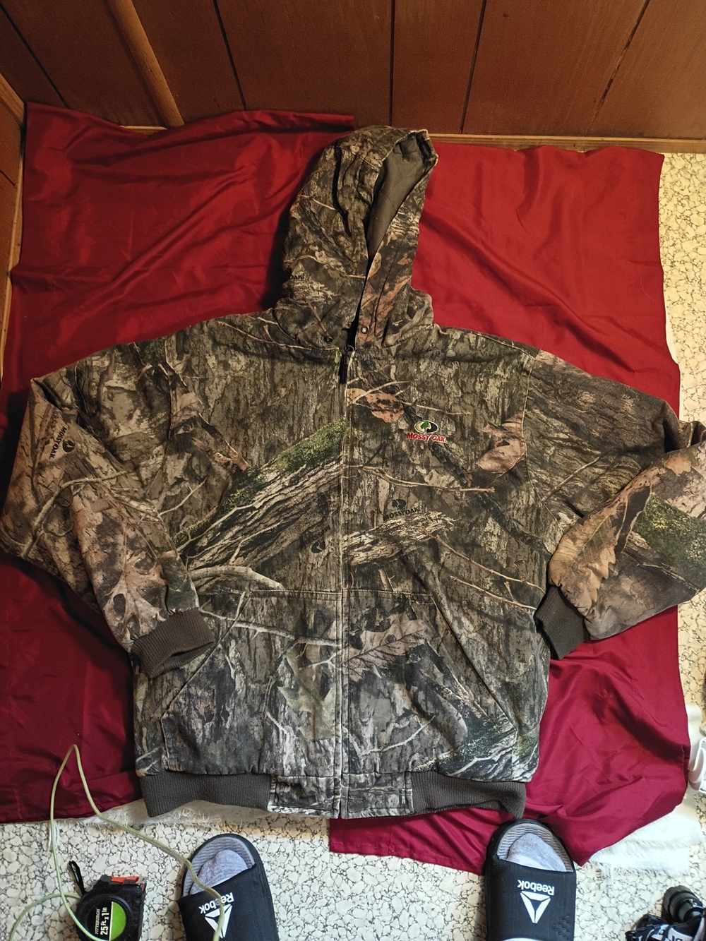 Mossy Oak Hooded Camo Field Jacket - Brown Green Gray